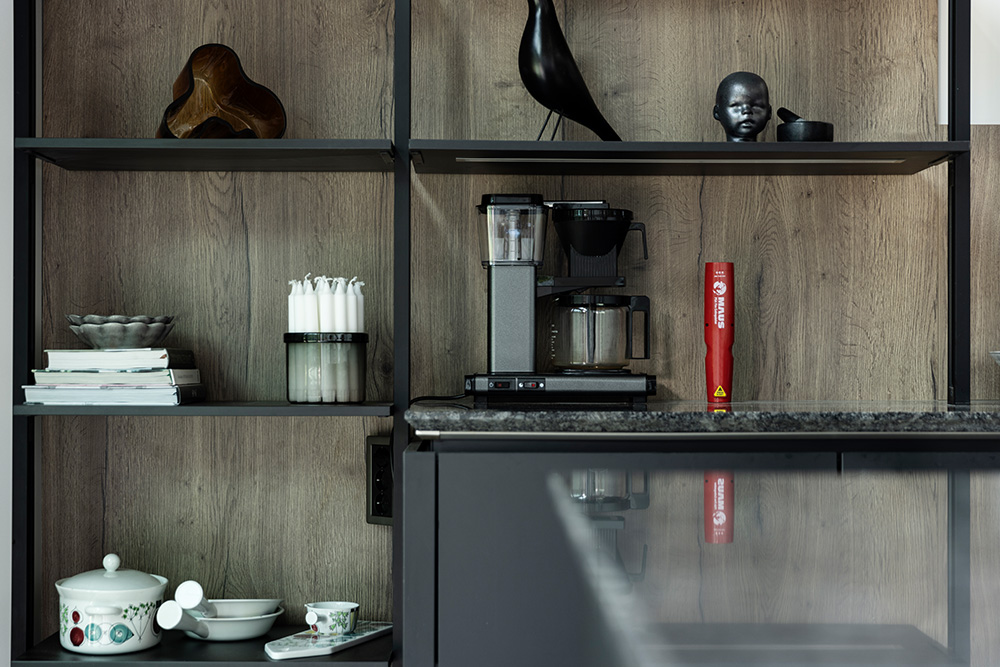 Fire extinguishers in a home or office environment.